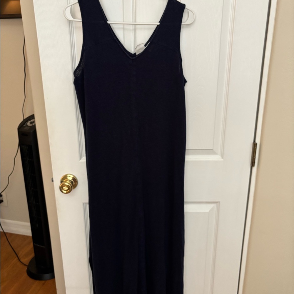 C&C California Navy Sleeveless V-Neck Linen blend Maxi